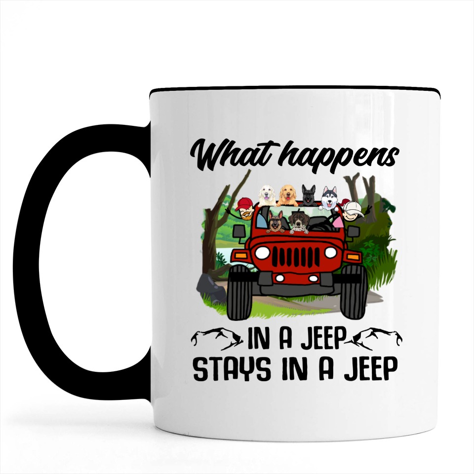 Jeep wrangler round lights what happens in a jeep stays in a jeep personalized accent mug - BT - 2565514