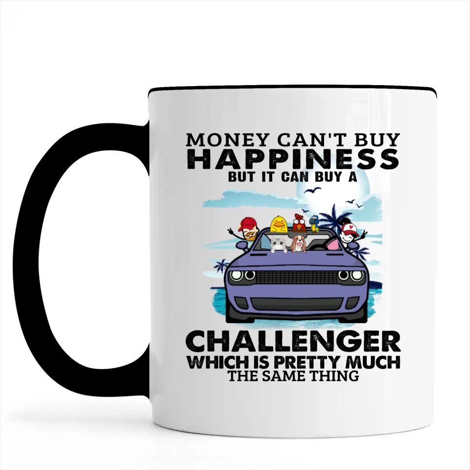 Dodge Challenger money can't buy happiness but it can buy a Challenger personalized accent mug perfect gift idea funny custom