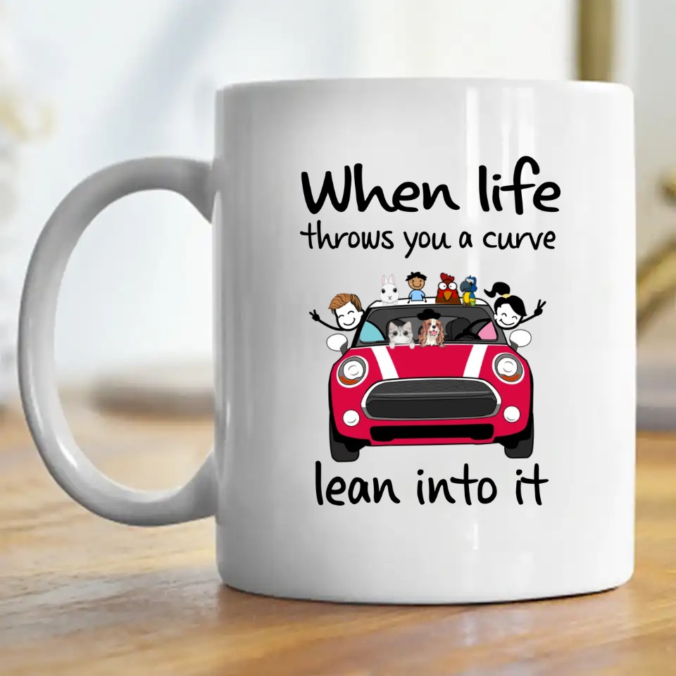 Mini cooper when life throws you a curve lean into it funny racing vehicles personalized coffee mug - BT - 4535900