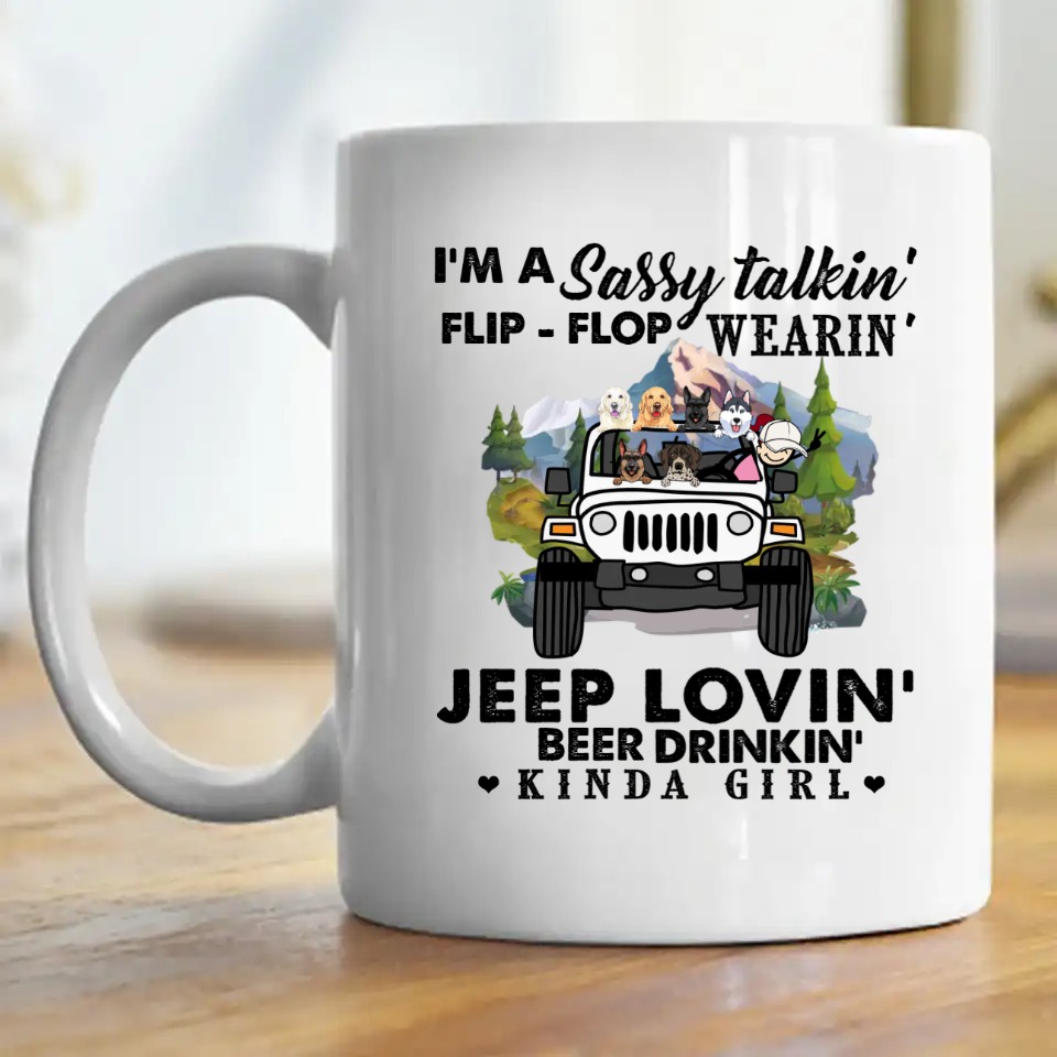 Jeep coffee beer wine i'm a sassy talkin flip-flop wearin jeep lovin personalized coffee mug perfect gift idea funny custom g