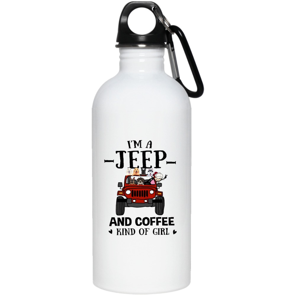 Jeep dog cat turtle i'm a jeep and coffee kind of girl personalized water bottle perfect gift idea funny custom gift - HD - 3