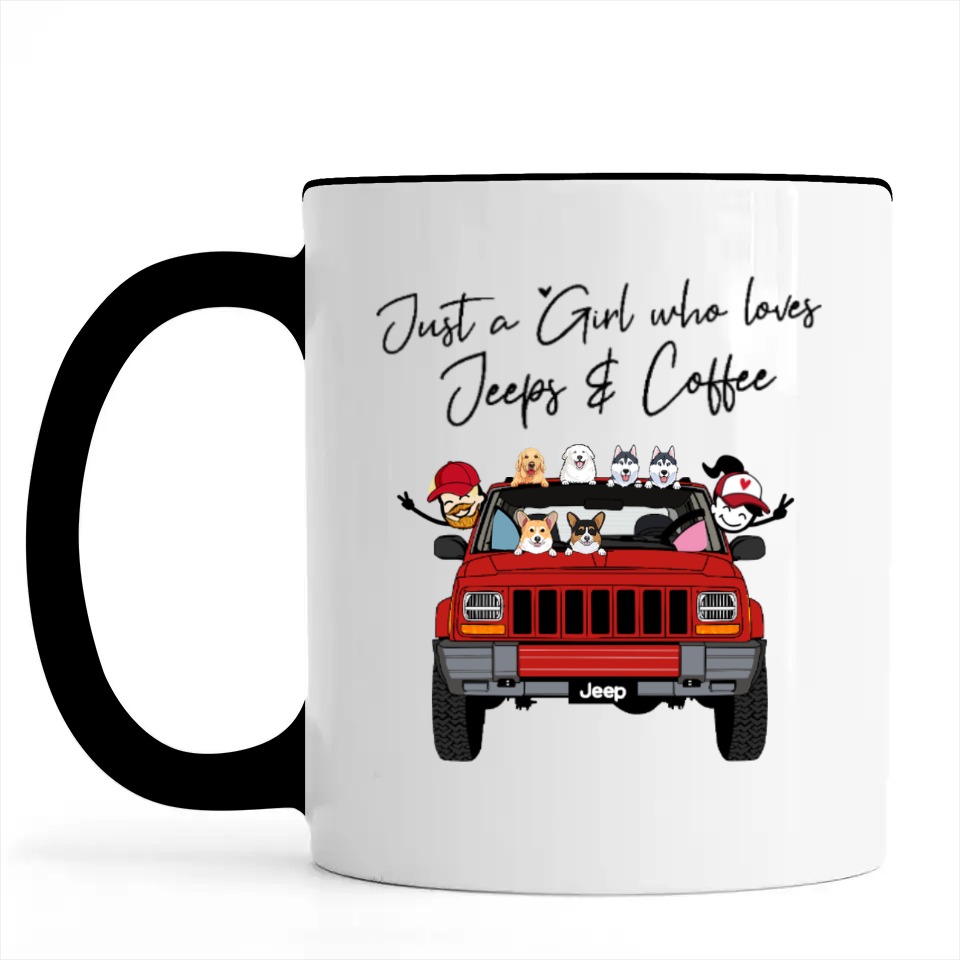 Jeep Cherokee just a girl who loves jeeps and coffee beer wine tea personalized accent mug - BT - 2642160
