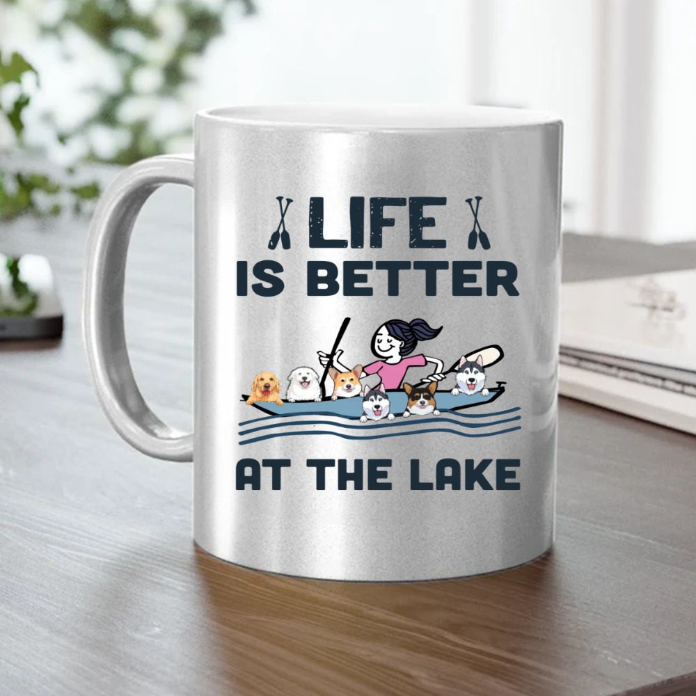 Dog life is better at the lake Christmas personalized metallic mug perfect gift idea funny custom gift - NH - 8653147