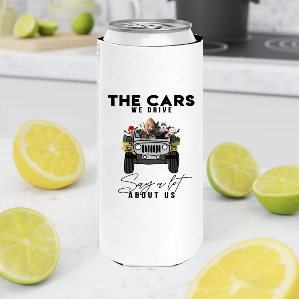 Jeep Wrangler the cars we drive say a lot about us personalized slim can cooler perfect gift idea - QH-0051883