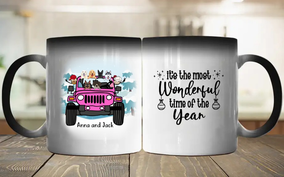 Jeep Wrangler Rubicon pet dog it's the most wonderful time of the year custom name personalized color changing mug perfect gi