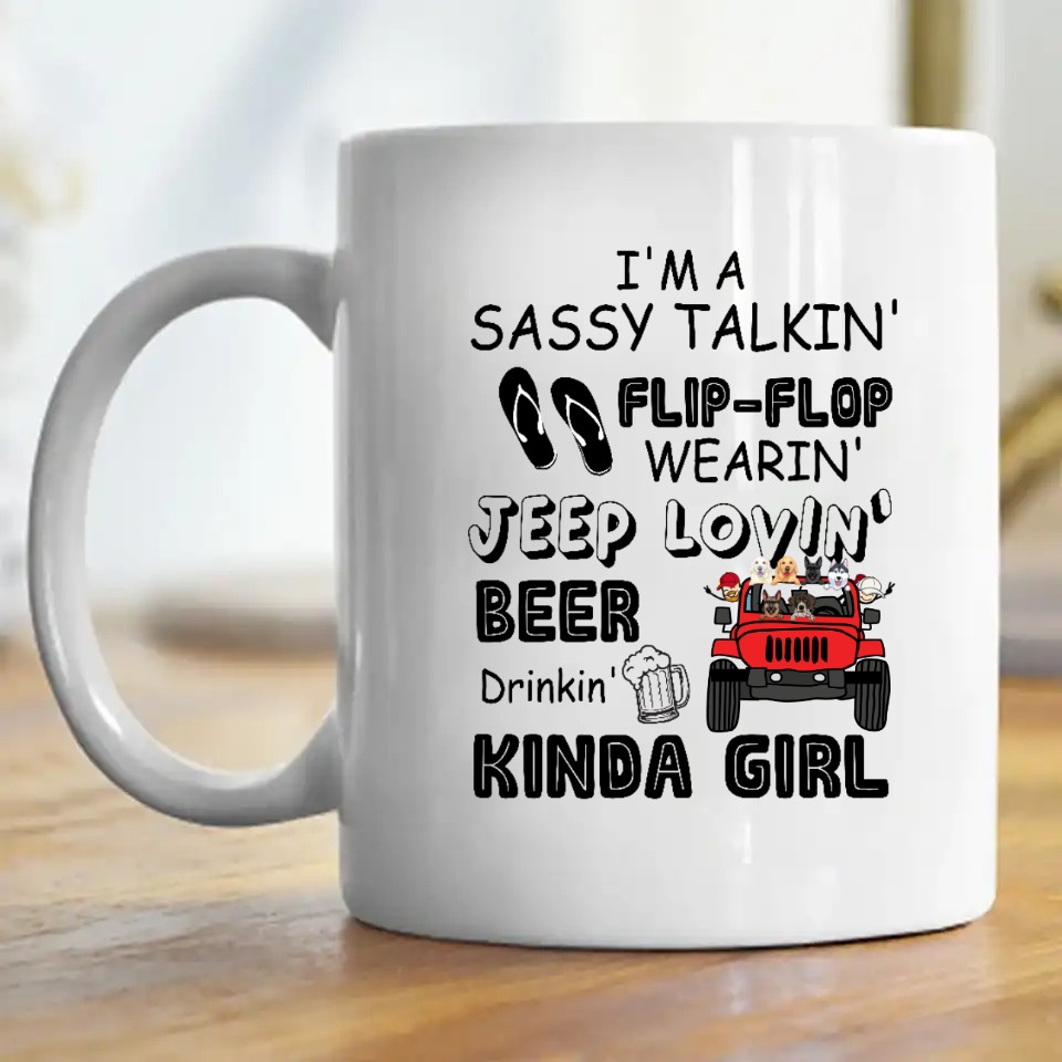 Jeep coffee beer wine i'm a sassy talkin flip-flop wearin jeep lovin personalized coffee mug perfect gift idea funny custom g