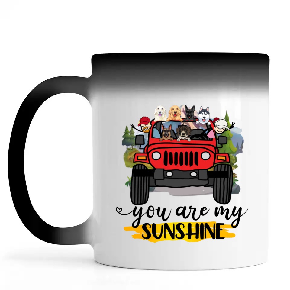 Jeep wrangler round & square lights family with dogs cats pets sunflower you are my sunshine custom characters car color pers