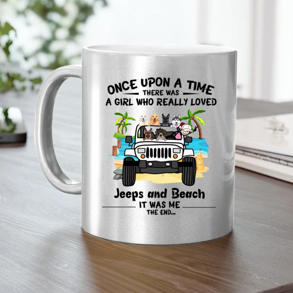 Jeep dog pet once upon a time there was a girl who really loved Jeeps beach sunflower forest mountain life personalized Metal