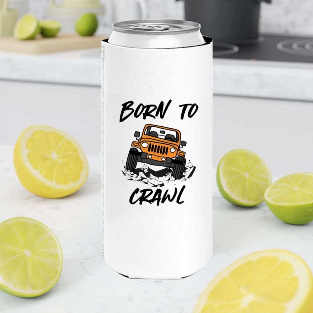 Jeep born to crawl for man girl personalized slim can cooler perfect gift idea funny custom gift - NH - 9456004