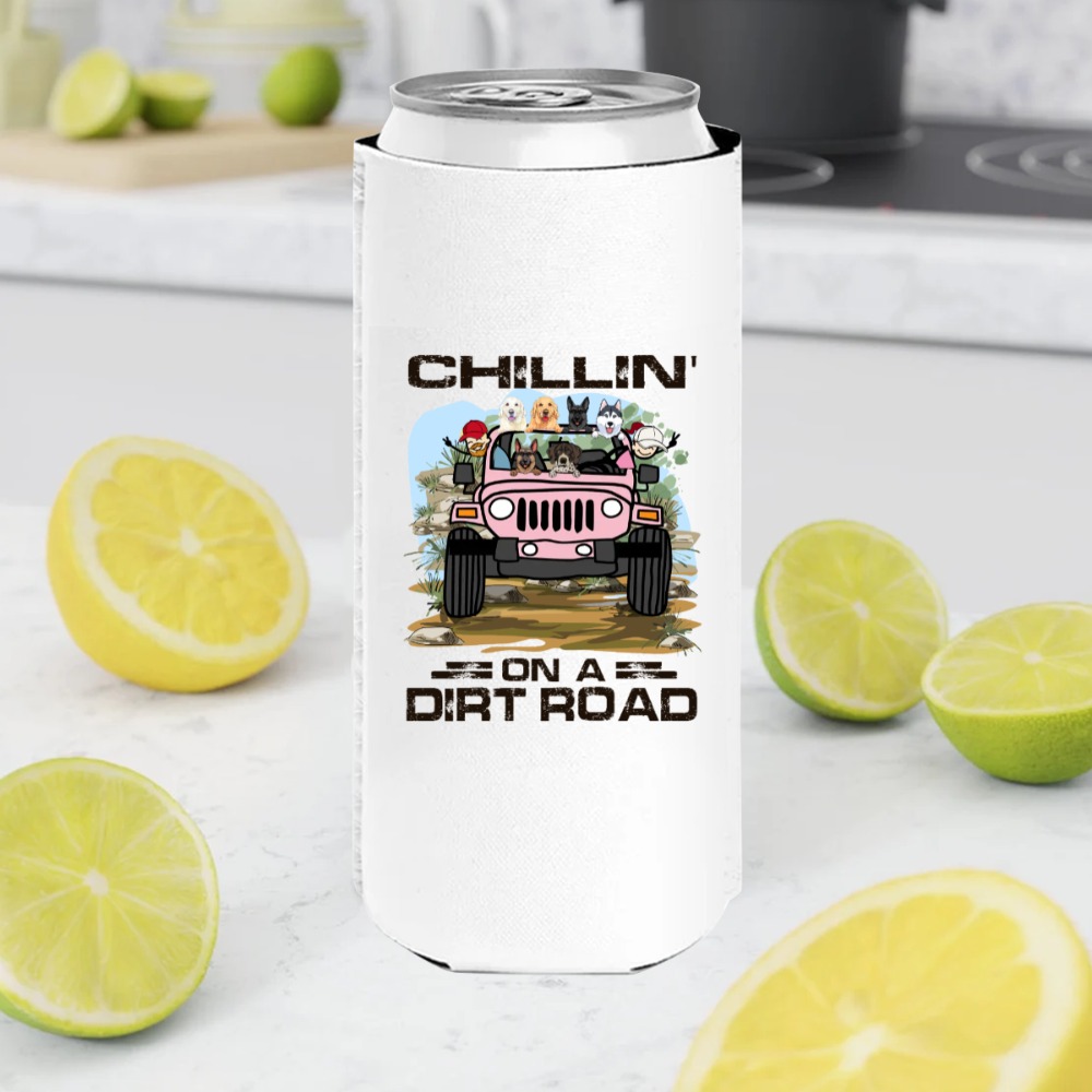 Jeep wrangler some girls like it rough chillin' on a dirt road on weekend we wear dirt personalized slim can cooler - BT - 45