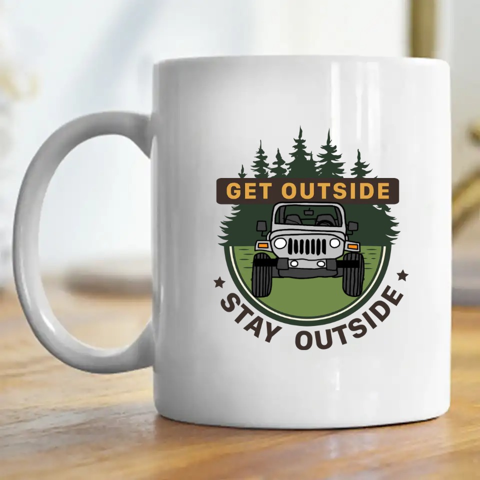 Jeep dog pet get outside stay outside for a girl man woman personalized coffee mug perfect gift idea funny custom gift - NH -