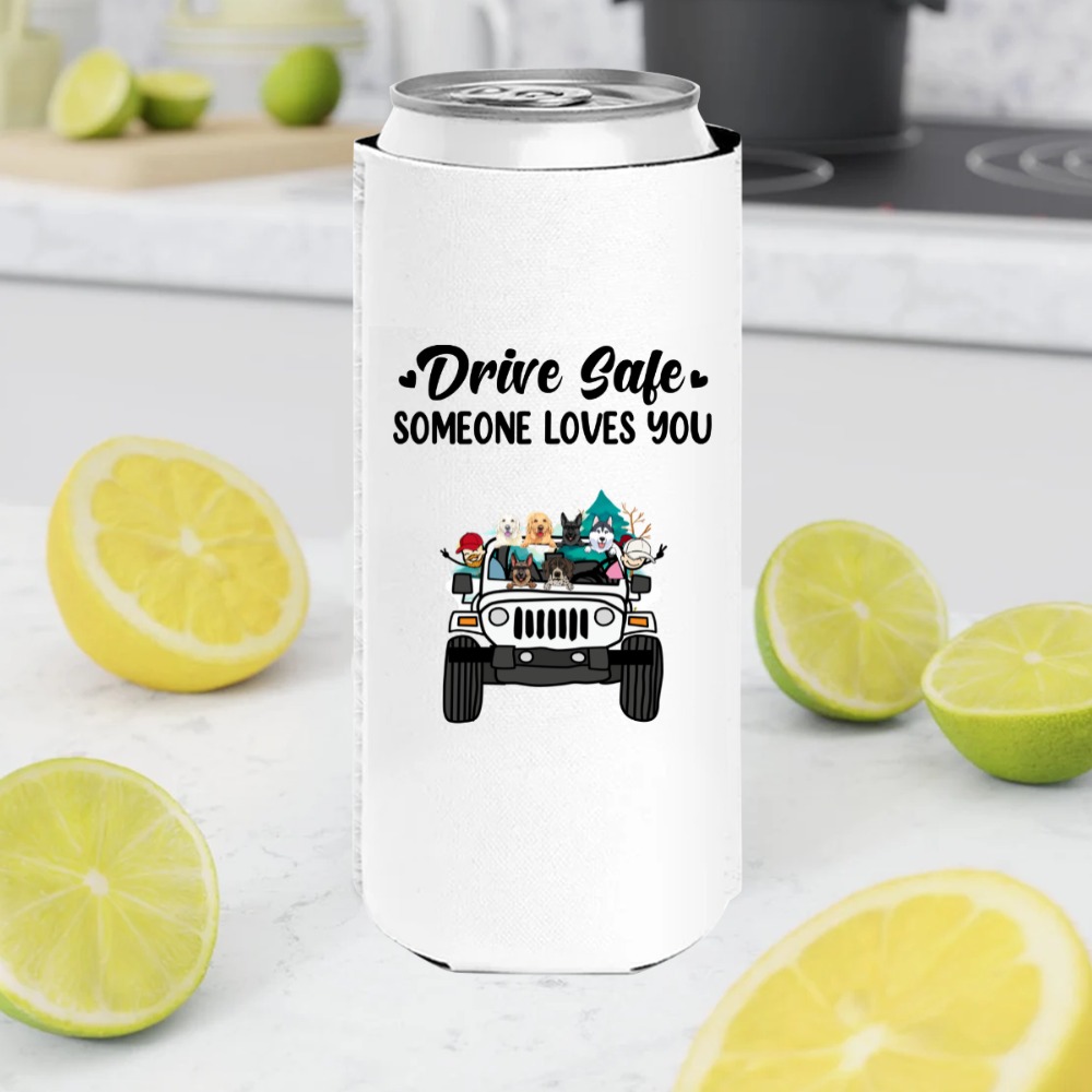 Jeep dog cat drive safe someone loves you personalized slim can cooler perfect gift idea funny custom gift - NH - 0883027