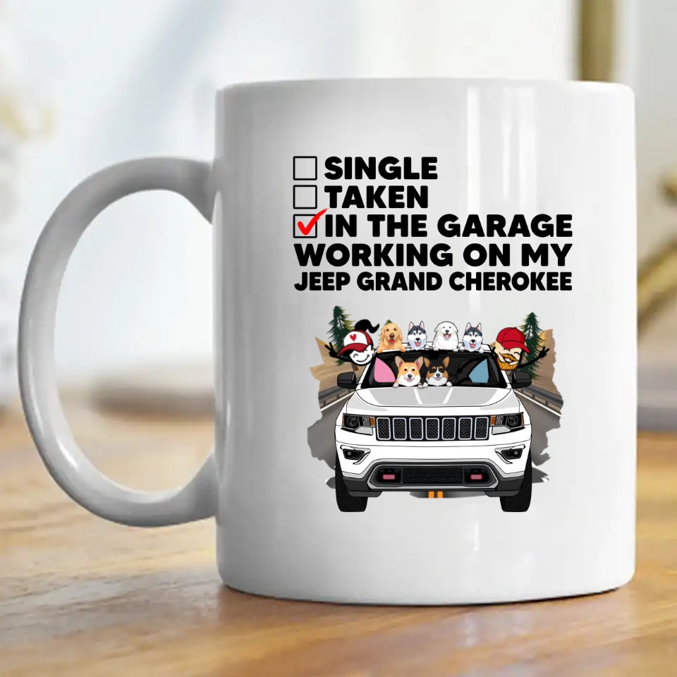 Jeep Grand Cherokee dog cat petsingle taken in the garage working on my Jeep Grand Cherokee personalized mug perfect gift ide