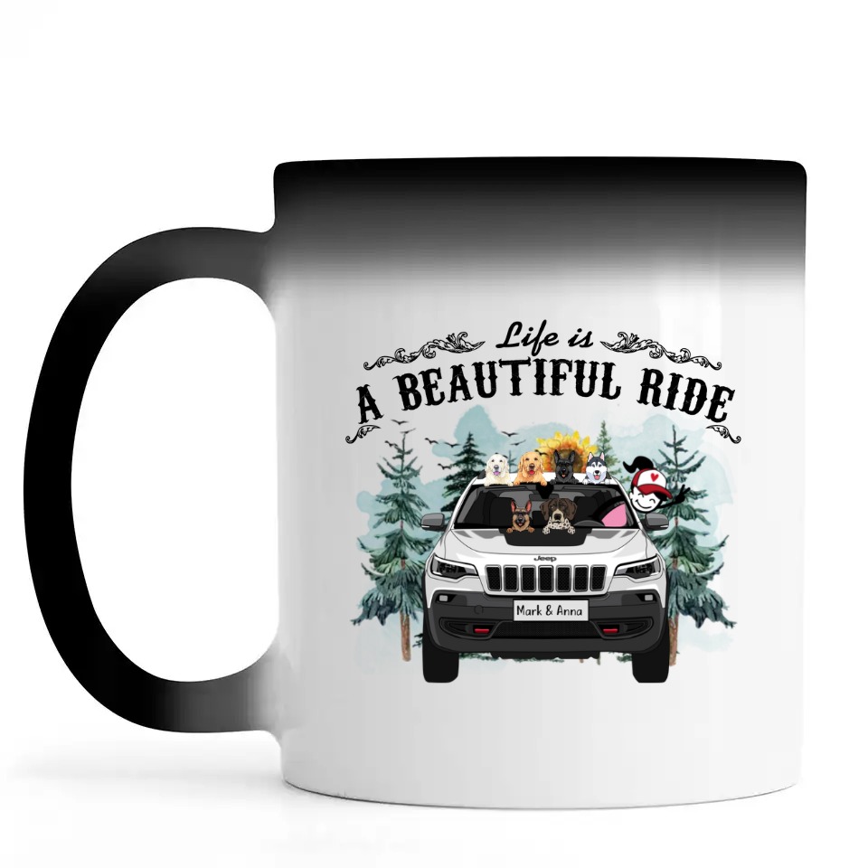 Jeep cherokee trailhawk 2020 family life is a beautiful ride your text here personalized color changing mug - BT - 8502303