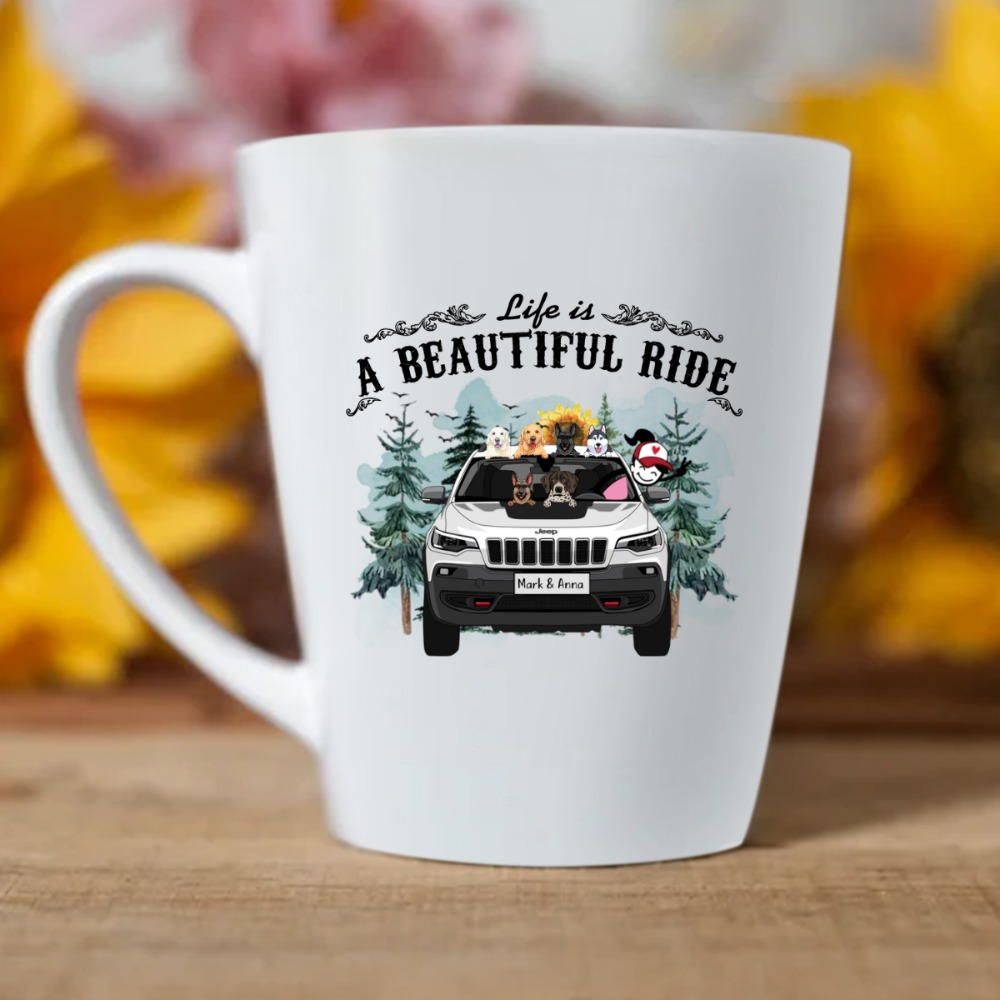 Jeep cherokee trailhawk 2020 family life is a beautiful ride your text here personalized latte mug - BT - 8502303