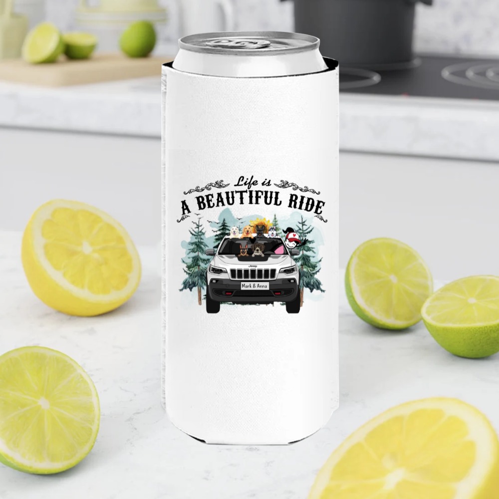 Jeep cherokee trailhawk 2020 family life is a beautiful ride your text here personalized slim can cooler - BT - 8502303