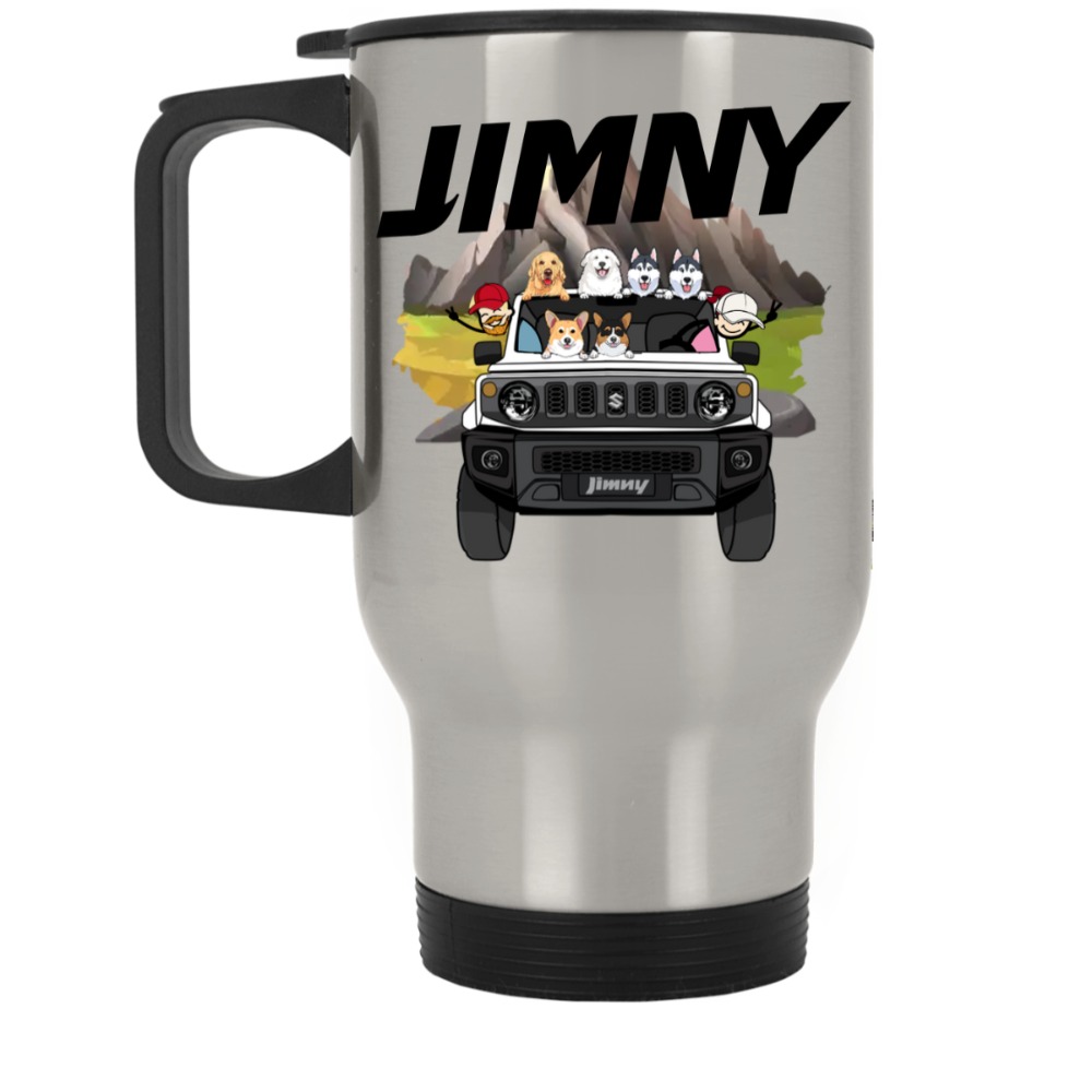 Suzuki Jimny kid dog cat pet personalized silver stainless travel mug perfect gift idea funny custom gift - NH - 0583913