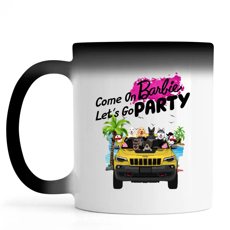 Jeep Cherokee Trailhawk Gang Come on Barbie Let's Go Party Barbie Movie Memes Funny personalized color changing mug - BT - 03
