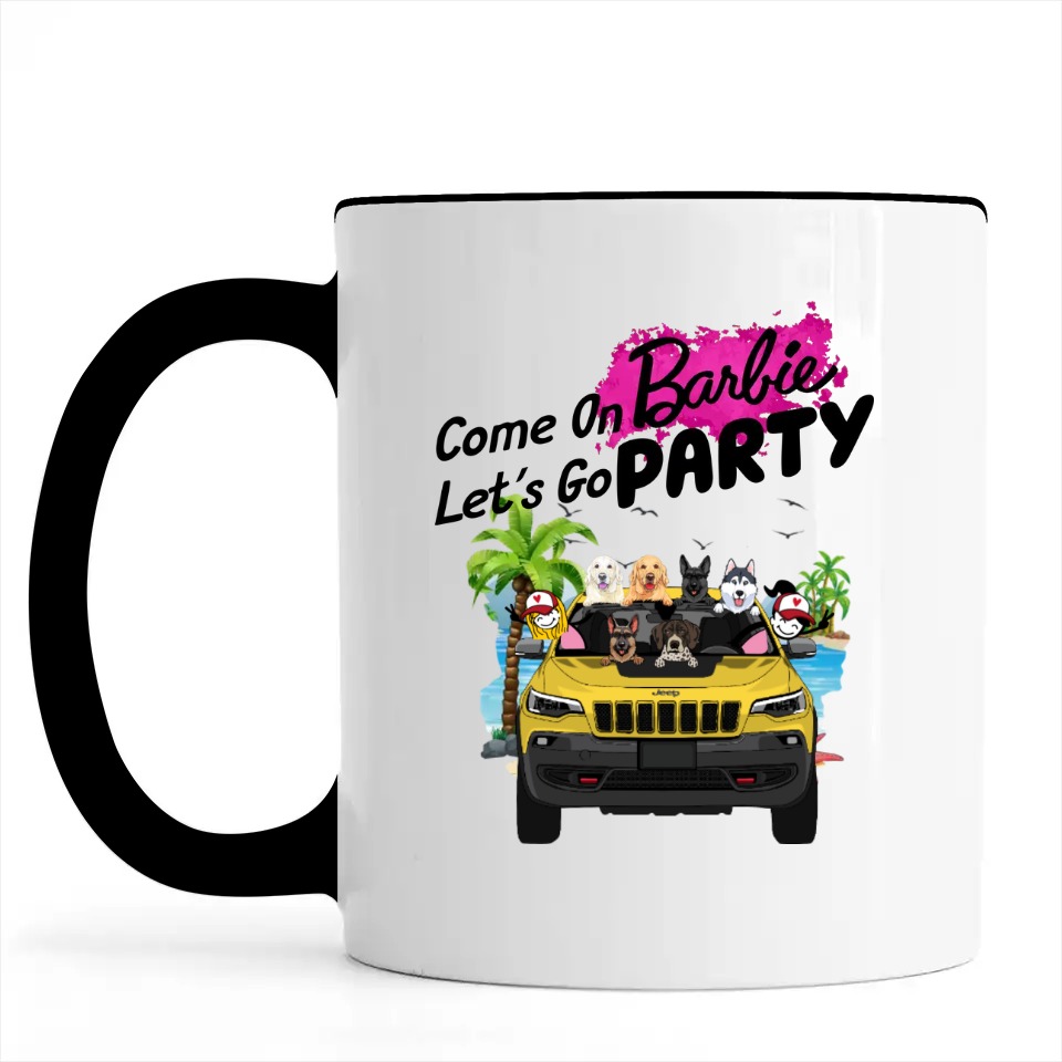 Jeep Cherokee Trailhawk Gang Come on Barbie Let's Go Party Barbie Movie Memes Funny personalized accent mug - BT - 0318885