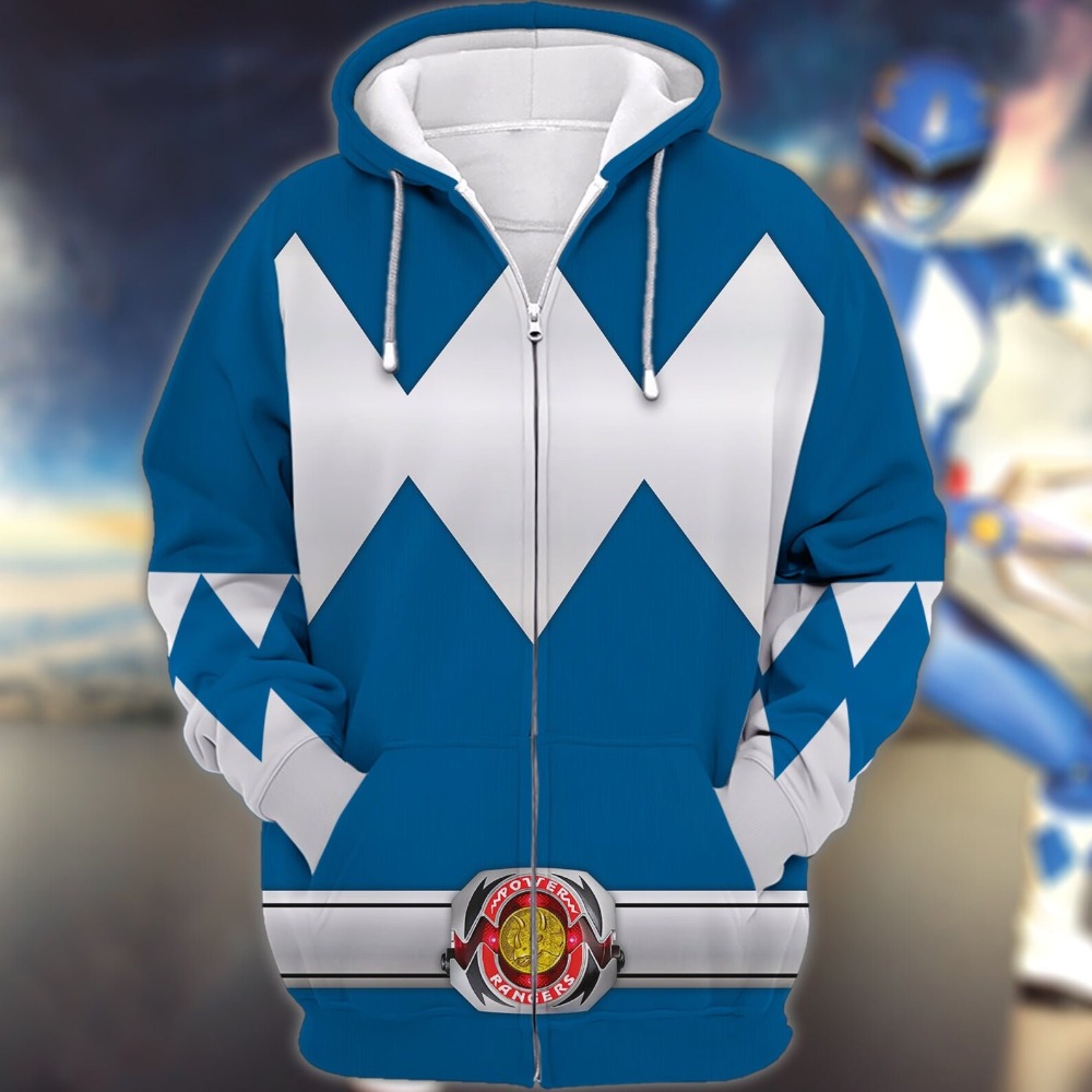 Mighty Morphin Power Rangers Blue Fighter Rash Guard Outfits Cosplay Uniforms Costumes Halloween Christmas Gifts For Mens Wom