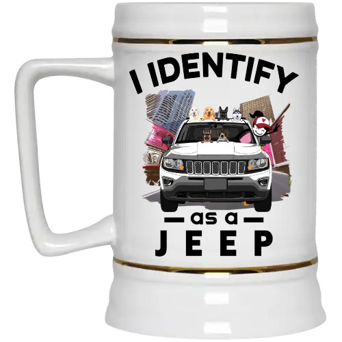 Jeep compass trailhawk I identify as a JEEP funny car owner new driver gifts personalized beer stein - BT - 4420710