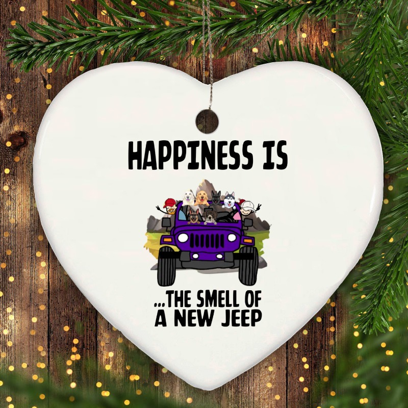 Happiness is the smell of a new jeep personalized heart ornament perfect gift idea funny custom gift - QH - 3743993