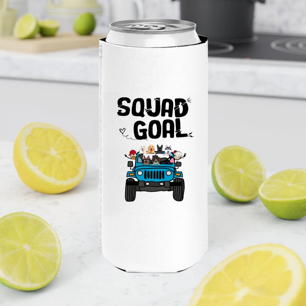 Jeep Wrangler Squad Goal Custom Dogs Cats Pets Breeds Cartoon Drivers Passengers personalized slim can cooler - BT - 1201798