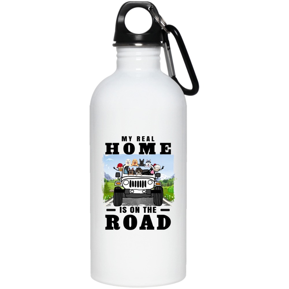 Jeep Wrangler my real home is on the road personalized water bottle - QH - 9033698