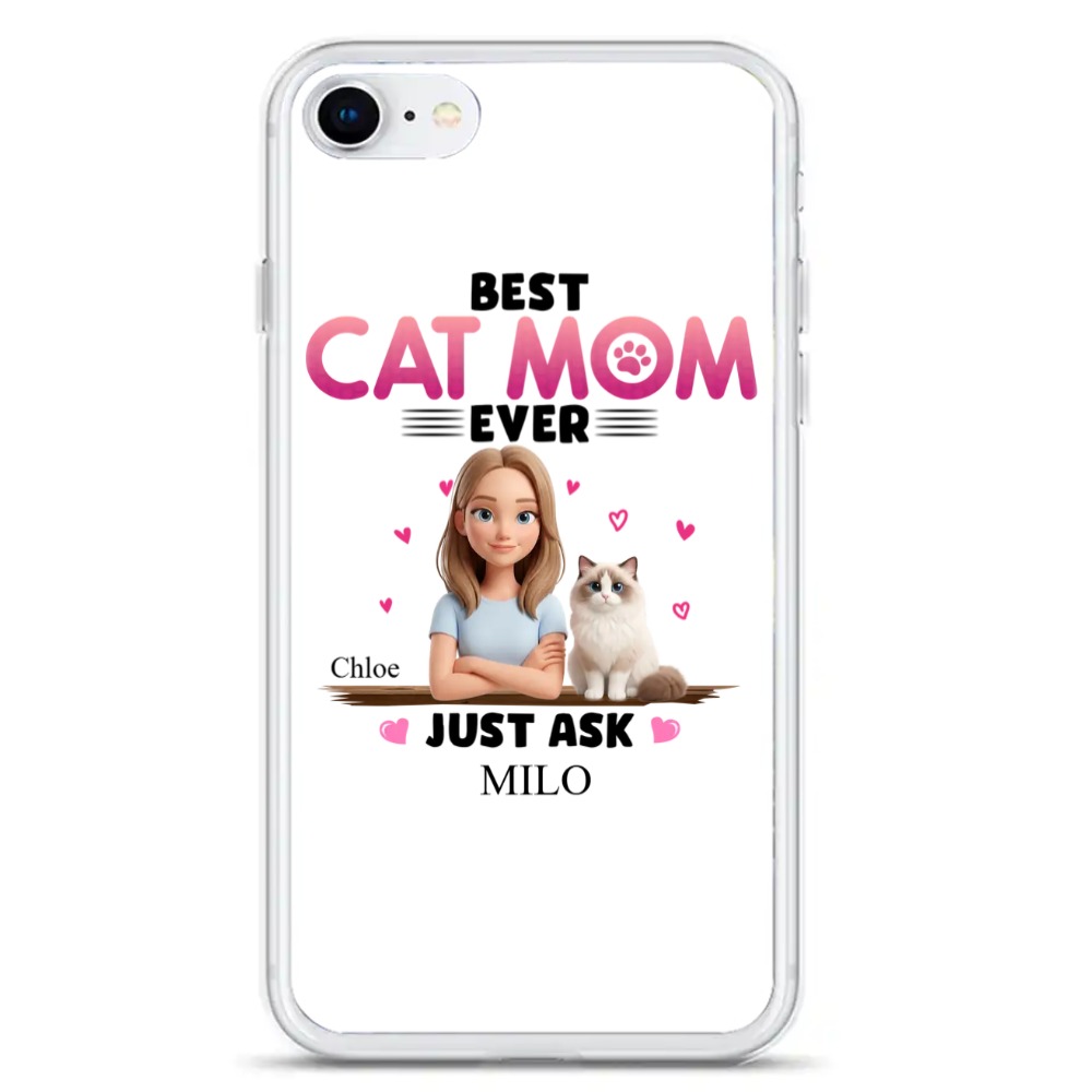 Best Cat Mom Ever Custom Photo with Cat Iphone Case Transform Your Photo with Pet into 3D Characters Personalized Cat Mom Gi