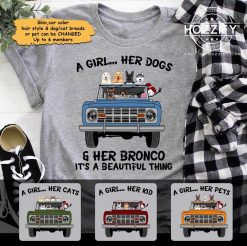 Pet dog cat kid a girl her pet dog cat kid her bronco personalized shirt hoodie perfect gift idea funny custom gift – TGV