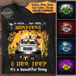 Jeep halloween a witch her little monsters personalized t-shirt perfect gift idea funny custom gift - HD-3330122