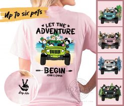 Jeep coffee wine beer kid dog cat let the adventure begin choosing drivers custom name personalized two-sided shirt t-shirt perfect gift idea funny custom gift - NH - 3942989