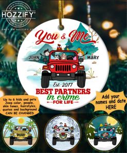 Jeep wrangler best partners in crime for life jeeping adventure off-roading personalized circle ornament perfect gift idea funny custom gift- GG - 7388249
