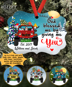 Jeep wrangler God blessed me by giving me you I still fall for you everyday adventure couple personalized aluminum ornament perfect gift idea - GG - 9649559