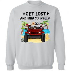 Jeep Wrangler dog pets adventure get lost and find yourself jeep apparel square lights personalized pullover sweatshirt perfect gift idea funny custom gift - NH - 7000508