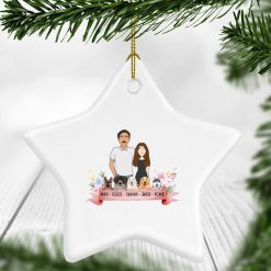 Family couple with kids dogs cats other pets wedding anniversary gift personalized star ornament - BT - 8099339