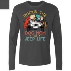 Jeep wrangler rockin' the dog mom cat mom and jeep life BLACK VERSION personalized men's premium ls - BT - 2234838