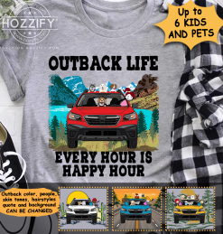 Subaru outback 2022 bronco girl man every hour is happy hour too dog cat duck parrot personalized t-shirt perfect gift idea funny custom gift - GG - 7746539
