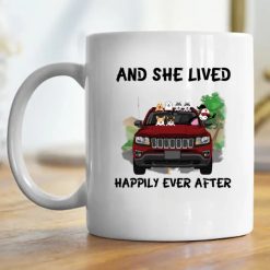 Jeep Compass coffee kid dog cat pet let the adventure begin and she lived happily ever after personalized coffee mug perfect gift idea funny custom gift - NH - 9138458