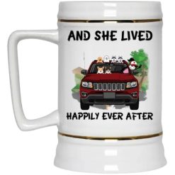Jeep Compass coffee kid dog cat pet let the adventure begin and she lived happily ever after personalized beer stein perfect gift idea funny custom gift - NH - 9138458