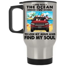 Jeep compass just a girl who loves jeep and beach couple wife husband in car summer flip flop white sand ocean vibe holiday family funny gift personalized Silver Stainless Travel Mug - BT - 0377962