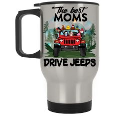 Jeep wrangler jk yj the best moms mothers grandmas aunt sisters wives girlfriends drive jeeps wranglers personalized silver stainless travel mug funny custom perfect gift idea - GG-9318076