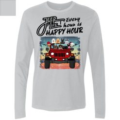 Jeep wrangler jeep life every hour is happy hour pet dog cat chicken duck parrot rabbit horse turtle mother personalized men long sleeve perfect gift idea funny custom gift - GG - 76641929