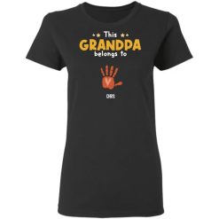Family dad daddy grandpa mom mommy grandma belongs to hand paw personalized Gildan Ladies' 5.3 oz. T-Shirt perfect gift idea - QH - 6744623