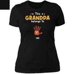Family dad daddy grandpa mom mommy grandma belongs to hand paw personalized Ladies' Boyfriend T-Shirt perfect gift idea - QH - 6744623