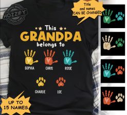 Family dad daddy grandpa mom mommy grandma belongs to hand paw personalized t-shirt perfect gift idea - QH - 6744623