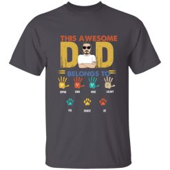 Family dog cat pet kid hand paw this awesome dad belongs to personalized tie-dye t-shirt perfect gift idea - QH - 0842018
