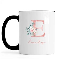 Initial Name Floral Letters Custom Names Drinkware Birthday Gift For Women Girls Personalized Accent Mug - BT - 4810866