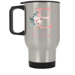 Initial Name Floral Letters Custom Names Drinkware Birthday Gift For Women Girls Personalized Silver Stainless Travel Mug - BT - 4810866