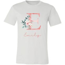 Initial Name Floral Letters Custom Names Drinkware Birthday Gift For Women Girls Personalized Jersey Short Sleeve TShirt - BT - 4810866